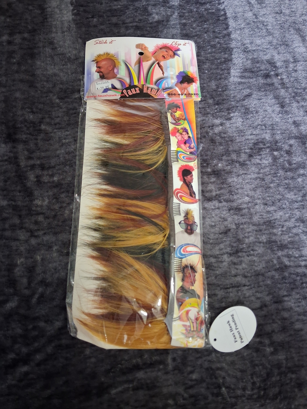 NWT Faux Hawk Synthetic Hair Clip-In/Stick In Multicolor- Halloween Costume Wig
